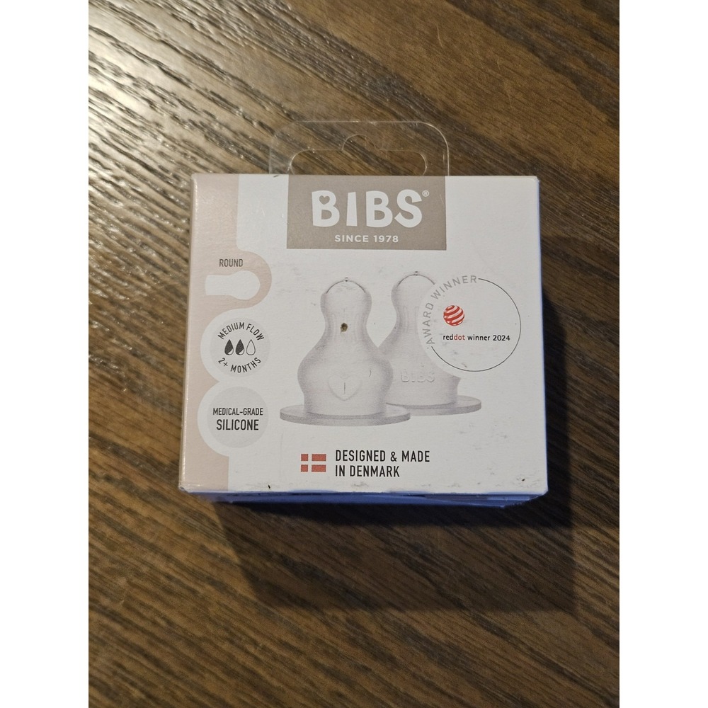 BIBS Bottle Nipples 2 Pack Medium Flow 2+ Months Medical Grade Silicone Round